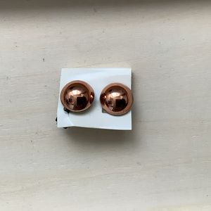 New vintage medium copper half sphere minimalist clip on earrings
